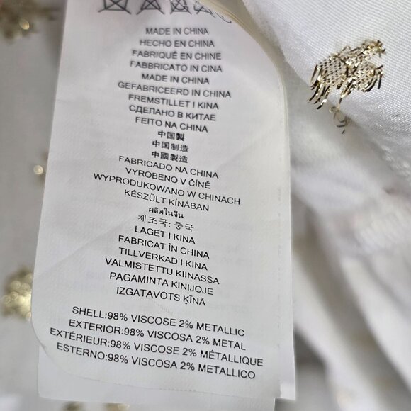 Womens Michael Kors Gold Metallic Polka Dot Smocked Ruffle Dress Viscose Blend S - Picture 4 of 8